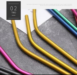 Wholesale Customized Stainless Steel Smoothie Straws , Lightweight Rose Gold Metal Straws from china suppliers