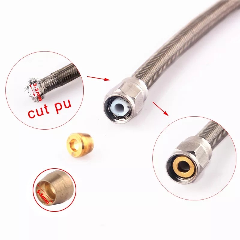 3/8 X 24 Stainless Steel Brake Pipe Fittings With Brass Olive Insert