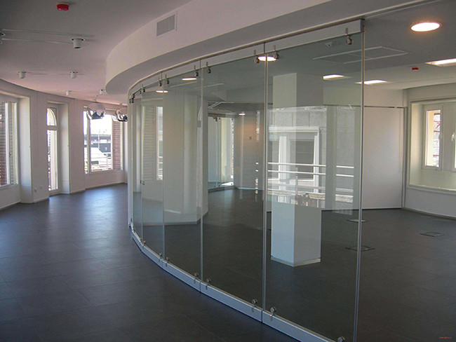36mm Tempered Frameless Glass Office Partition Wall Collapsible