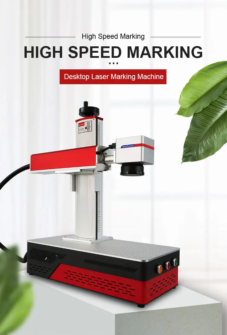 Desktop Mini Fiber Laser Marking Machine All In One MAX Raycus JPT 20W 30W 50W With Rotary Axis