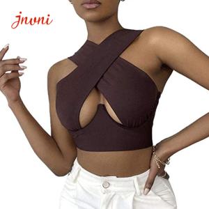 Wholesale Halter Neck Wrap Crop Top 200gsm Solid Cami Tank Tops RGS from china suppliers