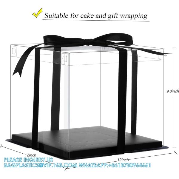 Clear Plastic Gift Boxes Bakery Boxes With Base, Lid & Ribbon Cakes, Pastries, Cookies, Cupcakes & Party
