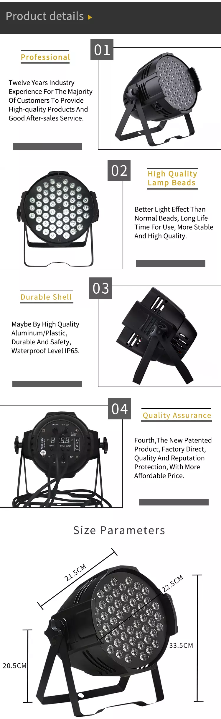 90 Ra 200 lm/w 54pcs*3w RGB3in1 DMX512 Disco LED Par Lights for Stage Lighting Equipment