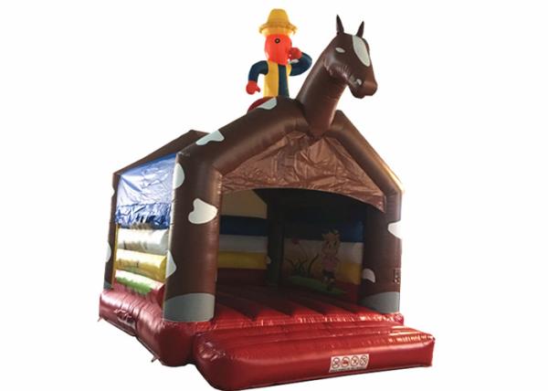 Simple inflatable horseman bouncer house 0.55mm PVC inflatable horse jump house