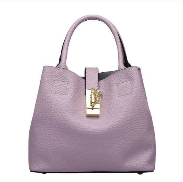 Womens Drawstring Bags Plain Genuine Leather One Shoulder Bags Soft Bucket High