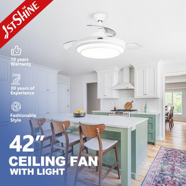 42 Inch LED Ceiling Fan with Hidden Blades and Metal Acrylic Material by