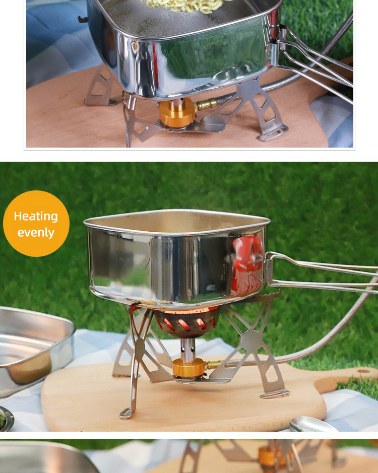 Lightweight Backpacking Outdoor Kitchen Picnic Pot Pan Stainless Steel 6 PCS Camping Cookware Set For Out Door Hiking