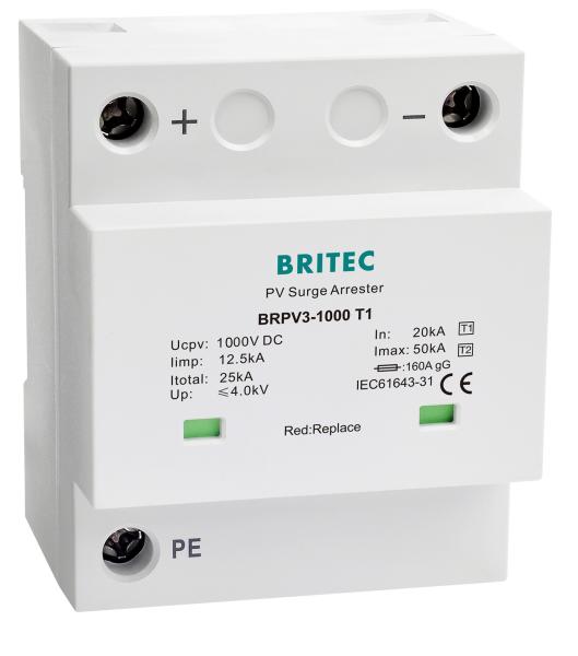 BRPV3-1000 T1 50ka DC 1000V 12.5ka pv surge arrester solar surge protection