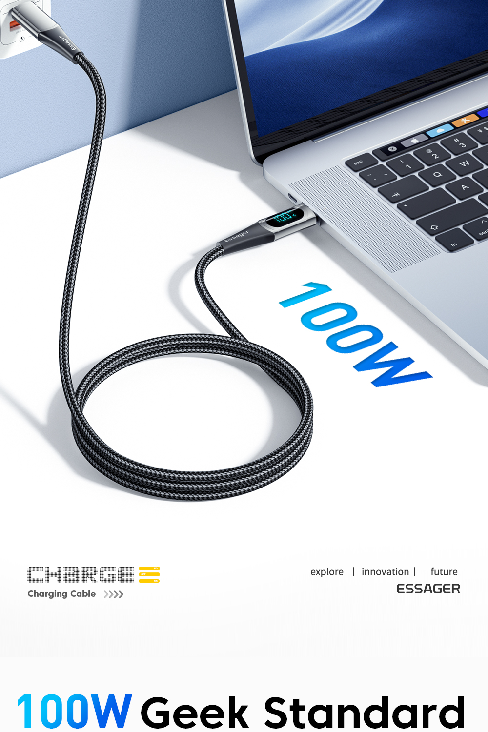 LED Digital Display USB C To C Cable Quick Charge HD 100W OEM/ODM 1M 2M 3M 5A