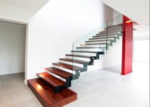Wholesale Red Stable Open Riser Wood Stairs , Building Floating Stairs Indoor Decoration from china suppliers