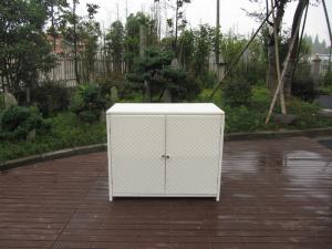 Wholesale Resin Wicker Storage Box , Aluminum Frame White Rattan Cabinet from china suppliers