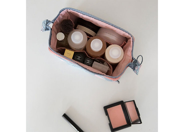 Flower Printed Makeup Pouch Organizer / Makeup Travel Case Organic Cotton