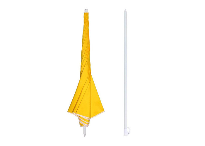 Yellow Steel Windproof Beach Umbrella Double Needle Process With Flap