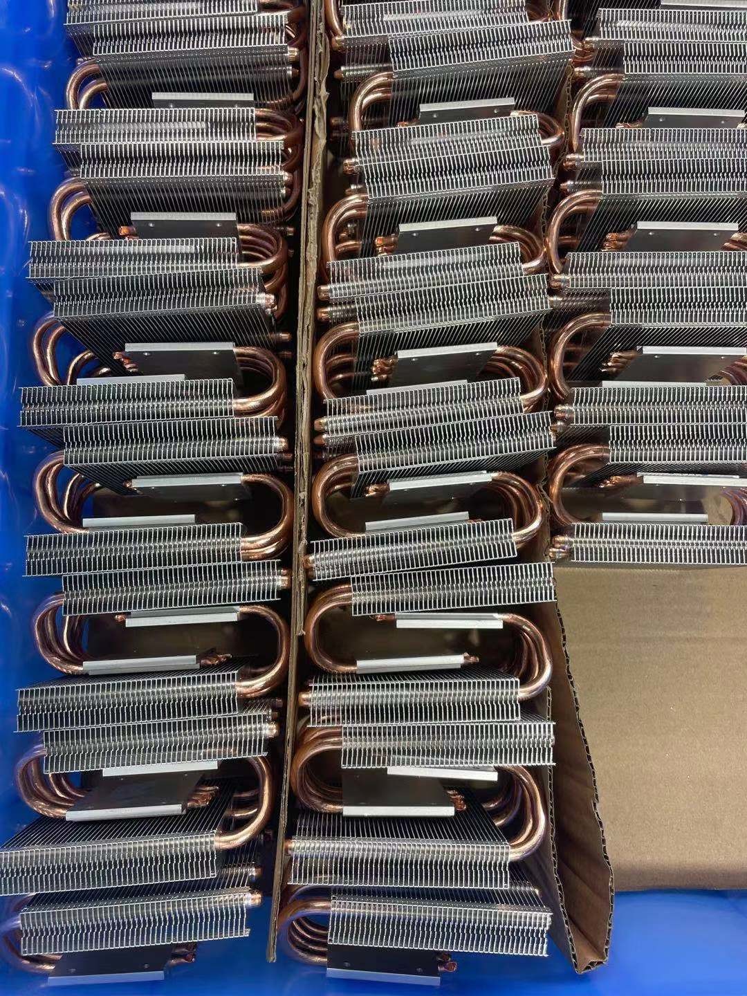 High Density 500W Black Nickel Plating Aluminum Fin Heat Pipe Heatsink with Copper Heatpipe