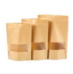 White Kraft Paper Food Packing Standing Pouch Foil Brown Paper Bags with Clear
