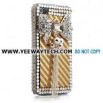 Lovely Butterfly Rhinestone Case For iPhone 4S - Golden