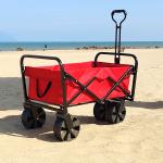 Wide Wheels Practical Foldable Beach Cart Welding Industrial Storage Folding