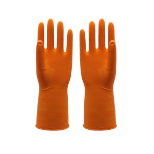 Wholesale orange Tear Resistant flocklined Rubber Gloves , rubber Dishwashing Gloves from china suppliers