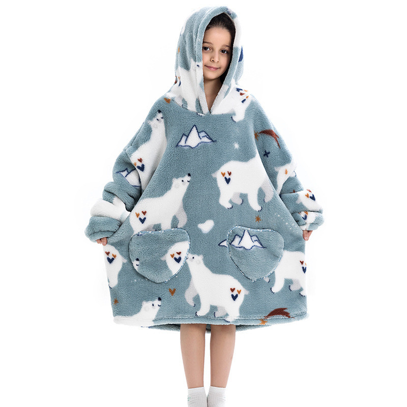 BSCI Anti Pilling Wearable Blankets Pajamas Lazy Oversized Pullovers For Kids