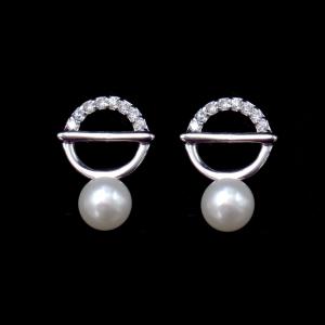 Wholesale Simple Design 6mm Freshwater Pearl Earrings Stud / 925 Sterling Silver Jewelry from china suppliers
