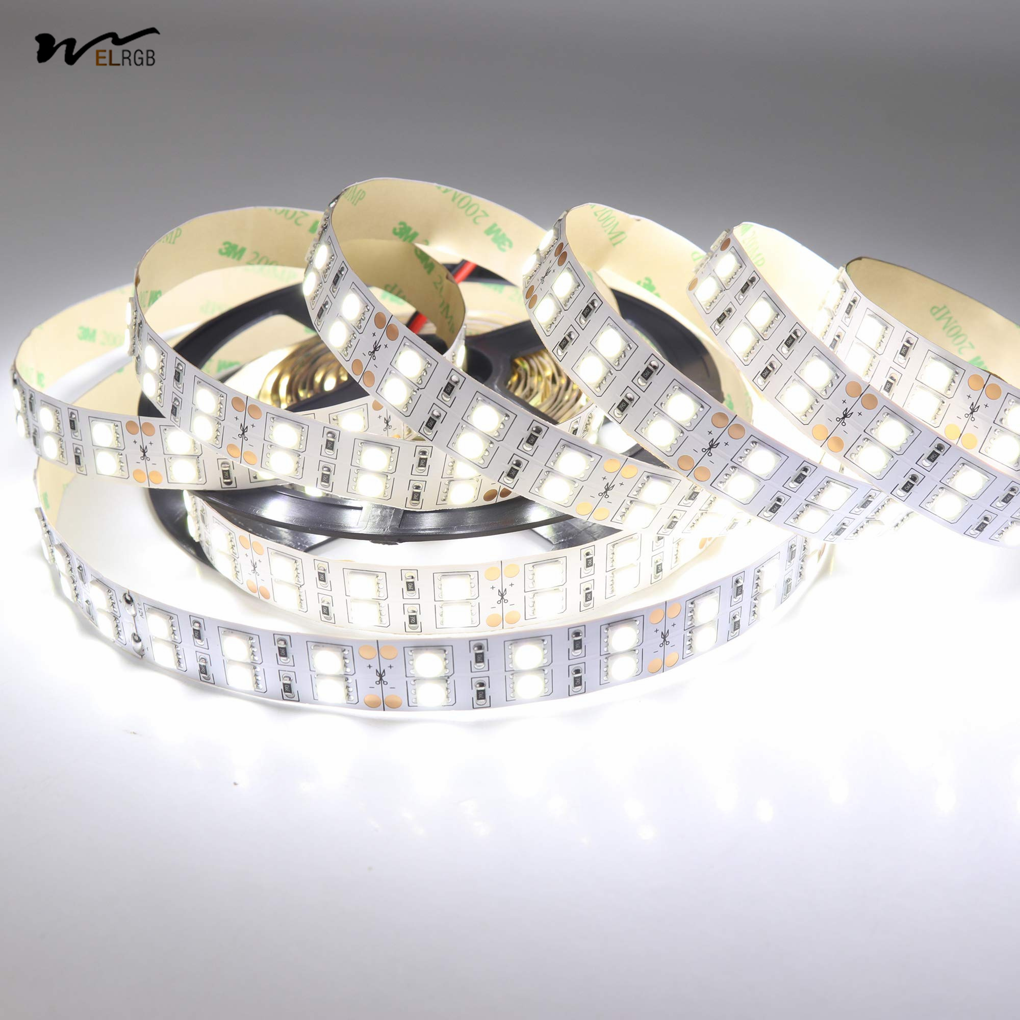 600LEDs 12V Dimmable LED Strip Lights Daylight White 6500K for Modern Style Interiors