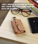Dustproof Brown Leather Key Holder Wallet For Girls Faraday Practical Design