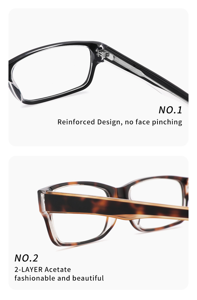 Black Rectangle Frame Glasses Acetate Optical Prescription OEM