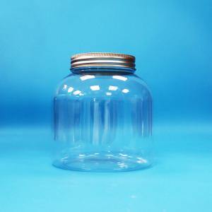 Wholesale Transparent Plastic PET Round Candy Daily Food Jars With Aluminum Screw Lids from china suppliers
