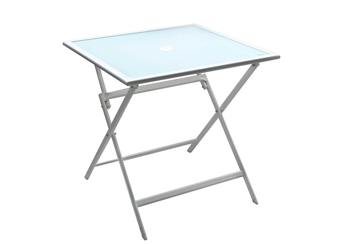 Two Person Outdoor Garden Table Square Tempered Glass Outdoor Dining Table