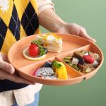 Reusable 3-Compartment Dinner Plate BPA-Free Microwave Dishwasher Safe Wheat