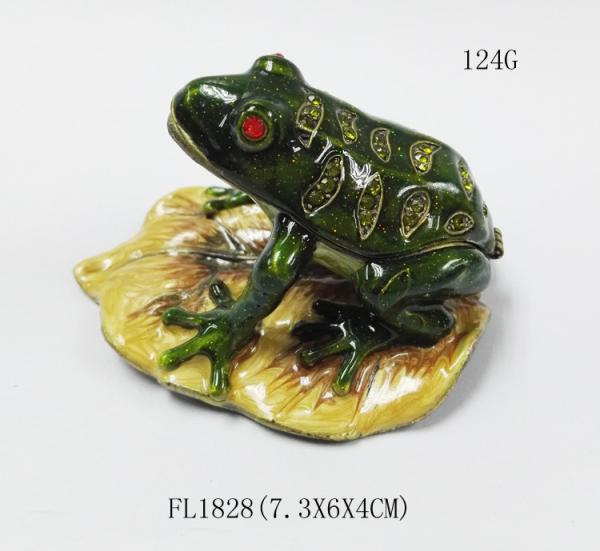 hot sale jeweled enamel frog prince trinket box Pewter alloy antique plated Frog