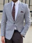Knitted Grey Purple Business Casual Suit Jacket For Gentlemen