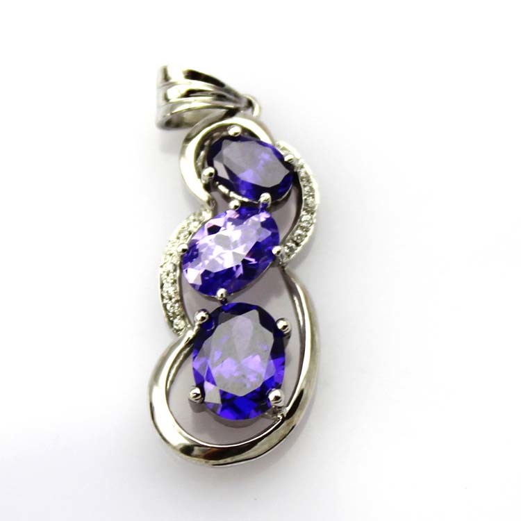 Fashion Sterling Silver Jewelry Mix Cubic Zircon Three Stones Pendant(PSJ0388)