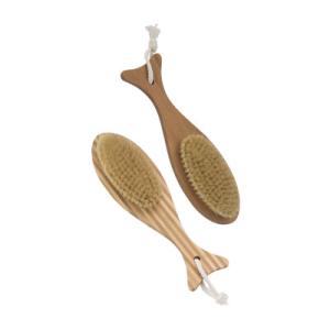 Wholesale Dry Brushing Skin Bamboo Bath Body Brush Short Fish Shape Handle from china suppliers
