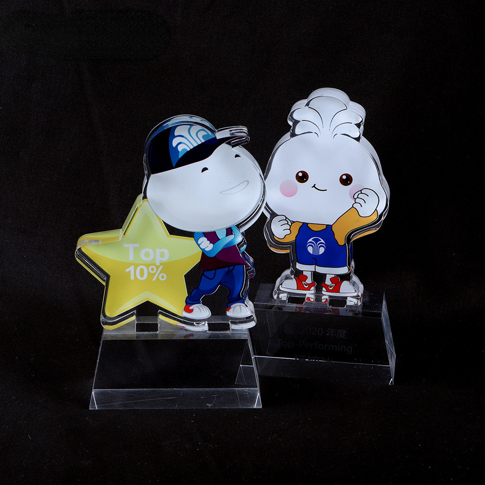 Custom Cutting Shape Acrylic Award Lucite Trophy With UV Printing Anime Figures