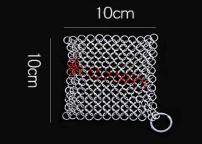 4'' X4 '' Food Grade Square Shape Chainmail Scrubber For Cast Iron Skillet