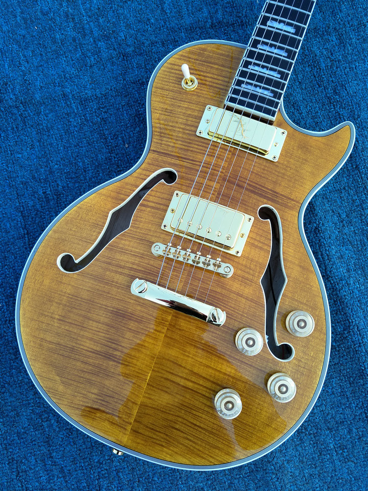2017 New+Factory+Chinese Giggle ES Hollow Body F hole Cob brown color lp guitar China Electric Guitarras Free shipping G