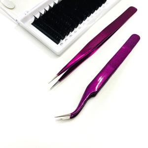 Wholesale Purple Individual Eyelash Tweezers , Fancy Hand Tested Volume Tweezers from china suppliers