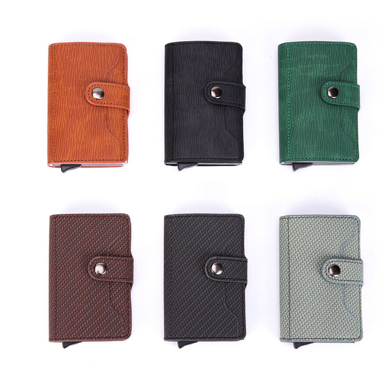 PU Slim Wallet Carbon Card Case Credit Card Holder For Men pop up cardholder custom