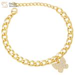 Butterfly Charm Bracelet Stainless Steel Jewelry Key Lock Pendant Gold Plated