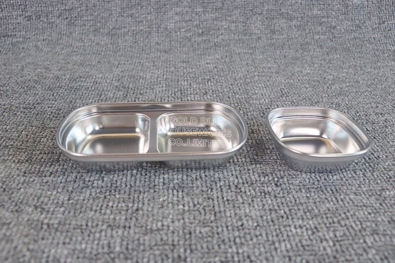 Chinese factory rectangular stain dipping plates restaurants serving dishes 3 compartment divided sauce dishes