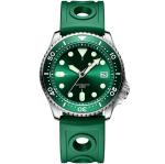 Luminous 21mm Mens Rubber Strap Watches 3BAR Silicone Stainless Steel Back