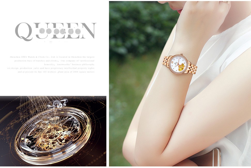 Fashion Rose Gold Automatic Mens Wrist Watches With Stainless Steel Back