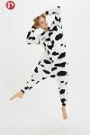 Thick Warm Flannel Adult Cow Onesie For Halloween Cosplay Super Soft Thermal