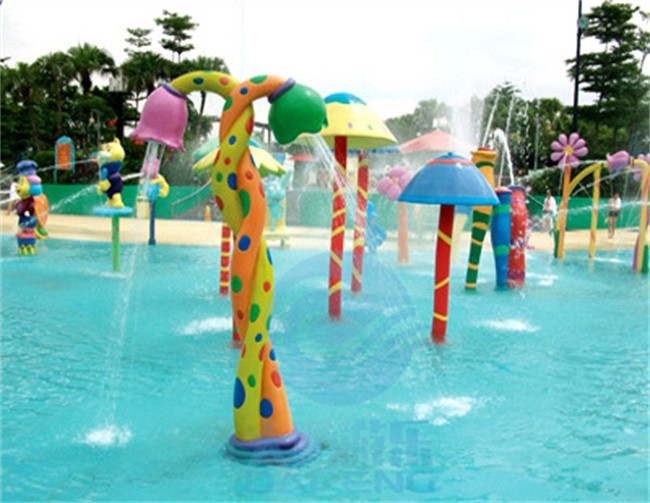 Double Flower Water Splash Pad Fiberglass Height 2.2m Width 1.6m For Spray Park