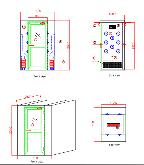 Personal Cleanroom Air Shower To Malaysia Big Casing Stainless Steel Swing Doors