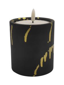 Wholesale Cement LED Candle Light 8.9*8.9*10(12.7)Cm 510g With Black Golden Dropping Painting from china suppliers