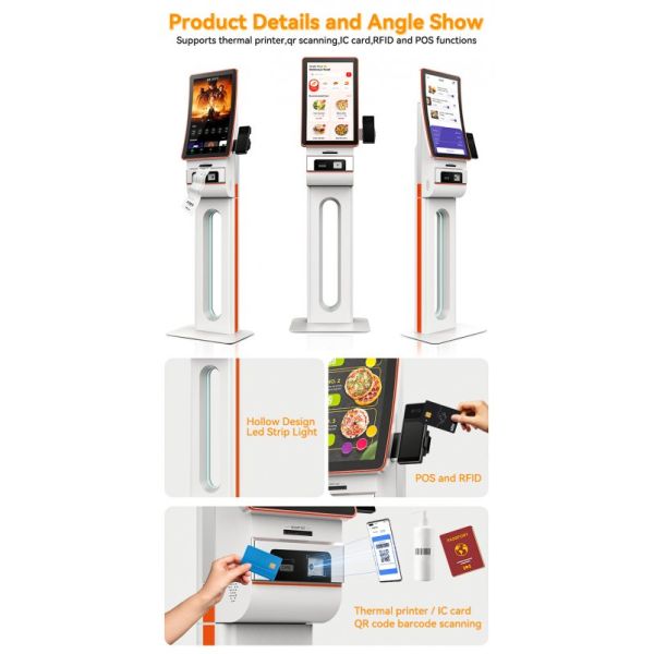 23.6" Vertical Screen Self Checkin Kiosk with 1920x1080 Resolution and Multi-OS Optional Software