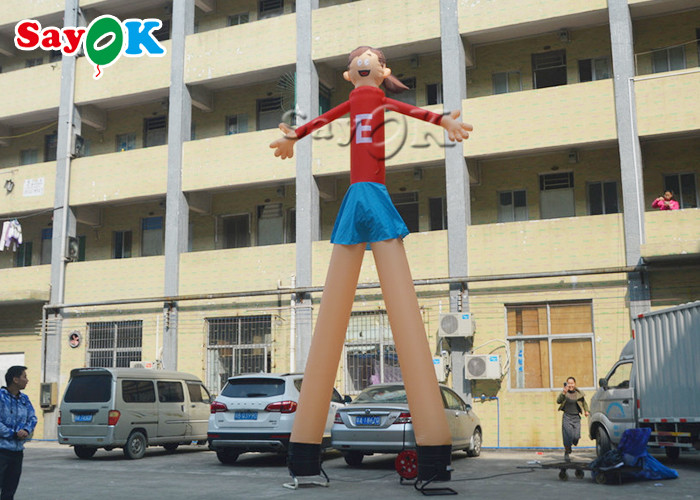 Inflatable Waving Man Red Cartoon Advertising Air Dancers Printing Attractive 5m High For Supermarket