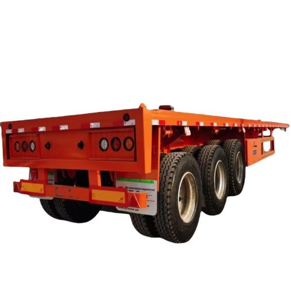 Commercial 3 Axle Extendable 40ft 60 Ton Flatbed Semi Trailer , Platform Semi